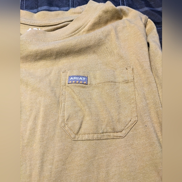 Ariat Rebar Cottonstrong Mustard Yellow Long Sleeve Outdoor Adventure Tee sz S - Picture 5 of 12